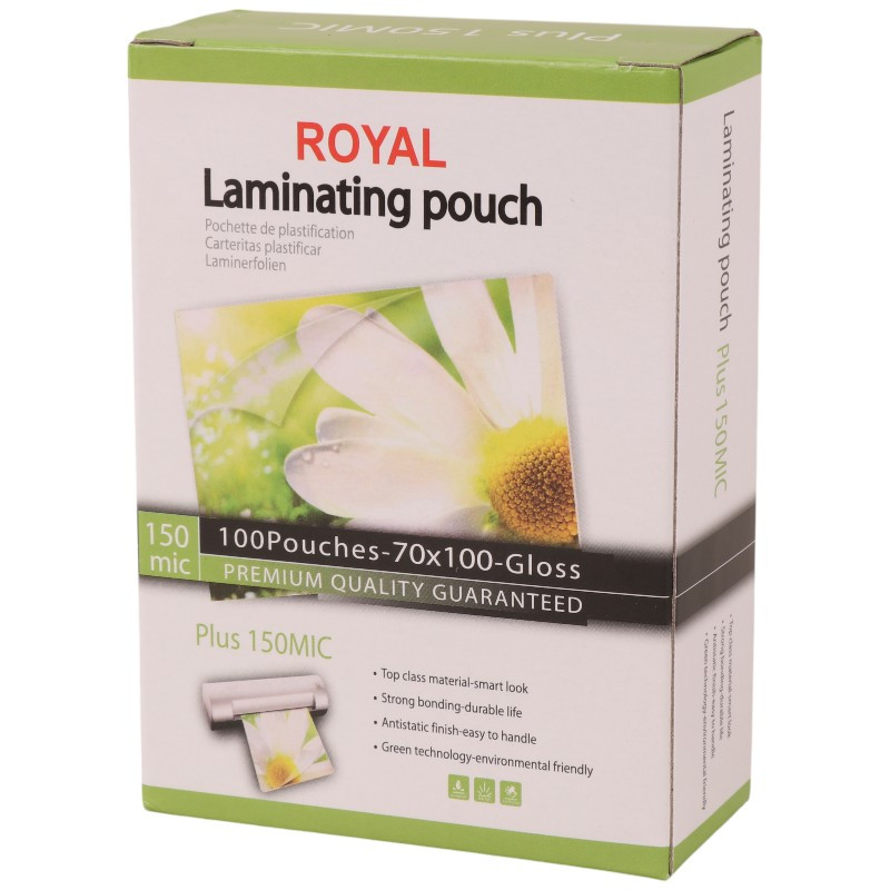 طلق پرس شفاف Royal 150MIC 70*100mm بسته 100 عددی