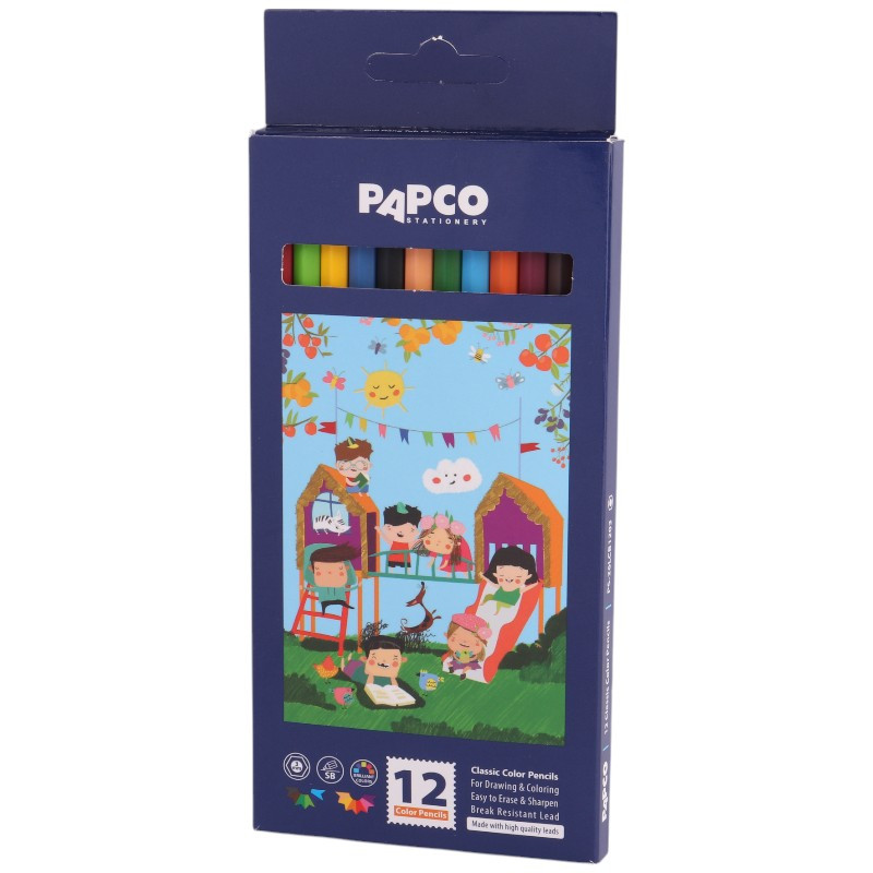 مداد رنگی 12 رنگ پاپکو Papco PS-26LCB1203