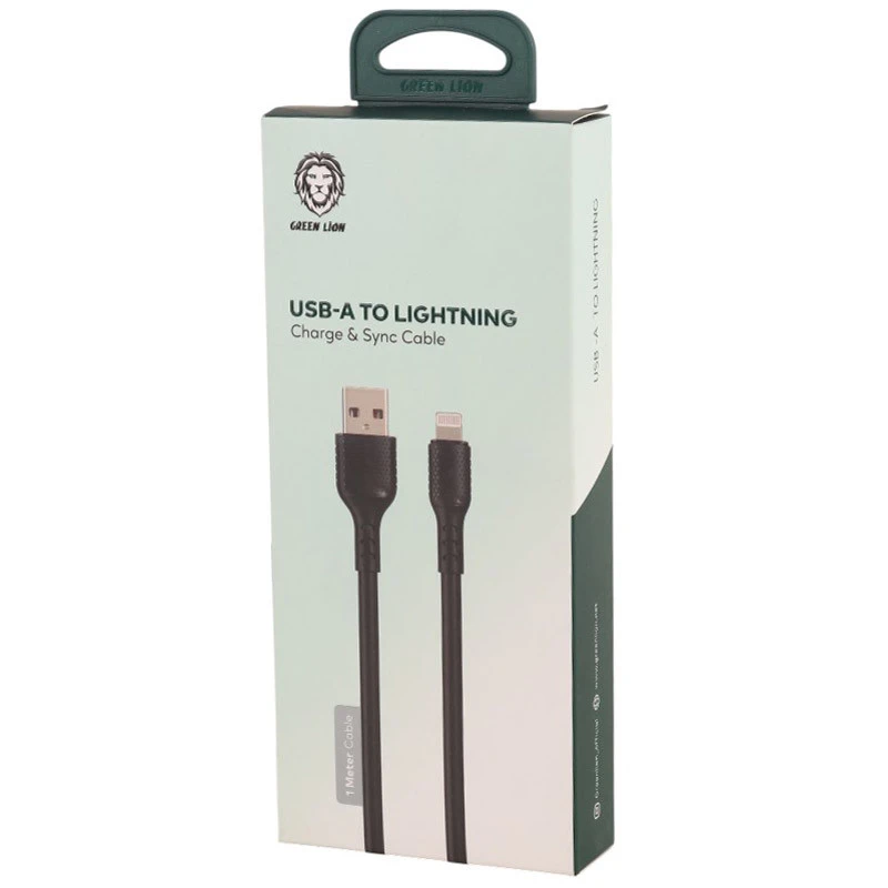 کابل آیفونی فست شارژ Green Lion GNUSBATLCBK 2.1A 1m