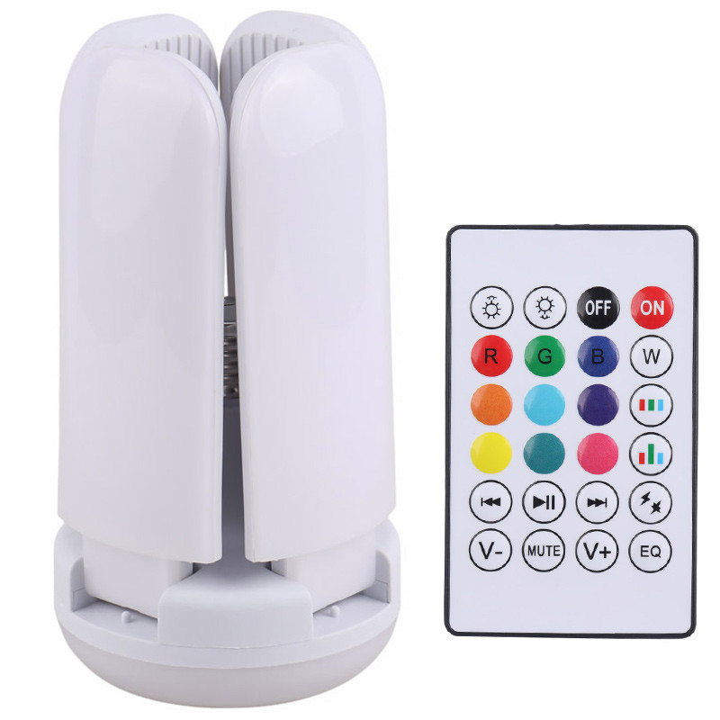 لامپ اسپیکر دار بلوتوثی 48 وات Folding light RGB پایه E27 + ریموت کنترل کد 2