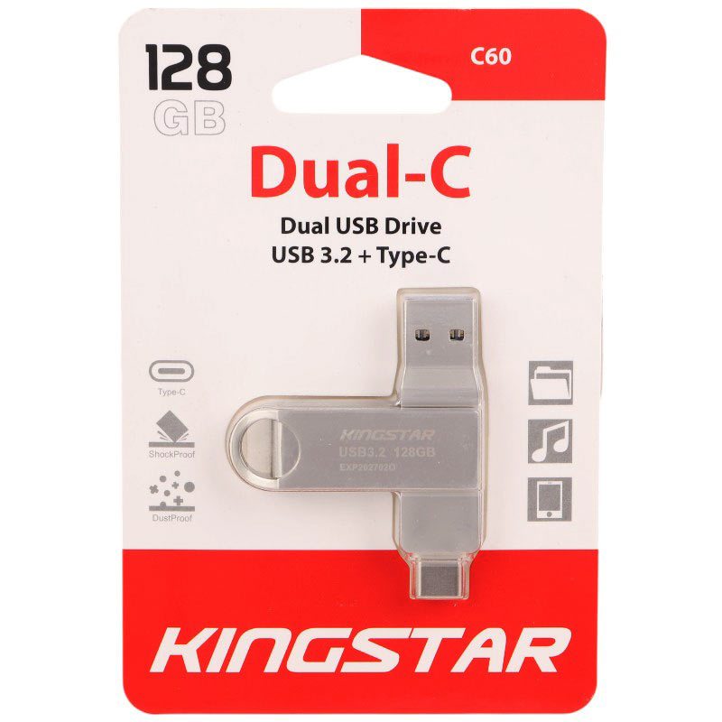 فلش 128 گیگ کینگ استار KingStar DUAL-C C60 OTG Type-C USB3.2