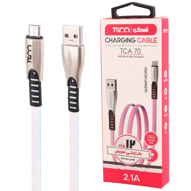 کابل میکرو یو اس بی TSCO TCA 70 2.1A 1m