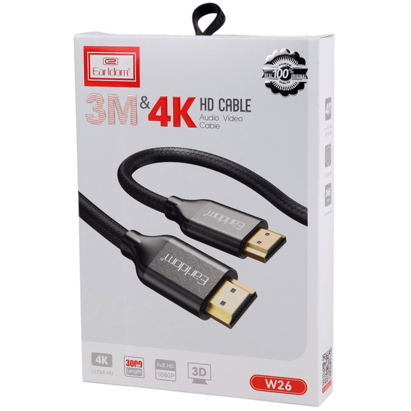 کابل HDMI 4K ارلدام EARLDOM ET-W26 طول 3 متر