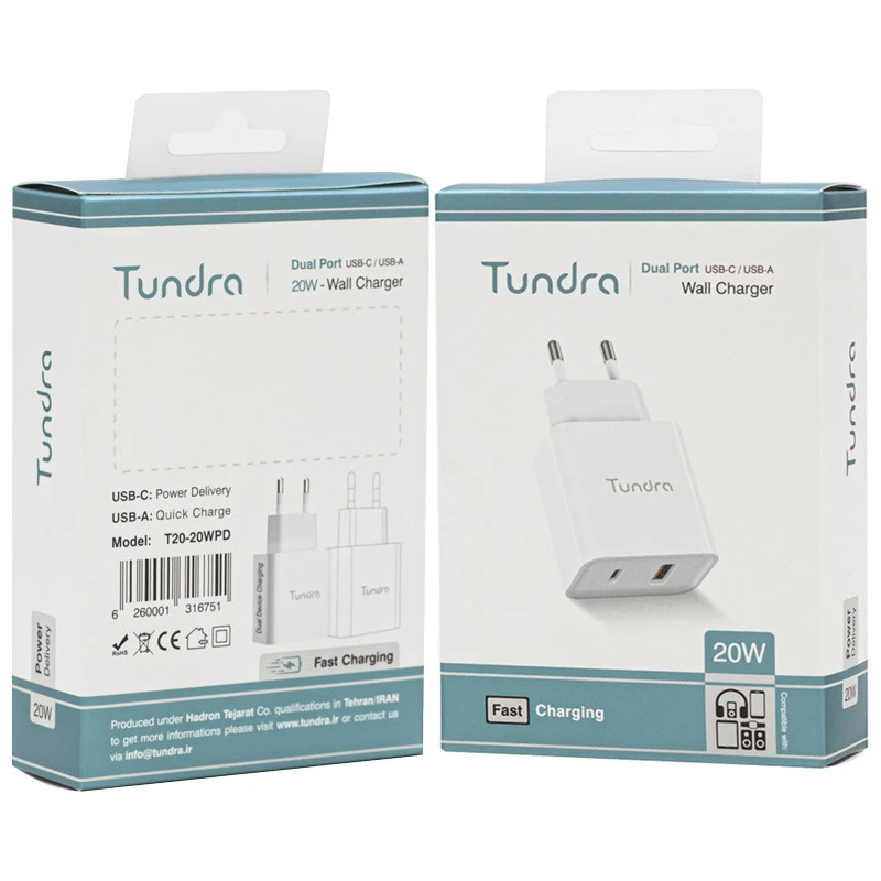 شارژر دیواری 20 وات تاندرا T20-20WPD 3A QC PD