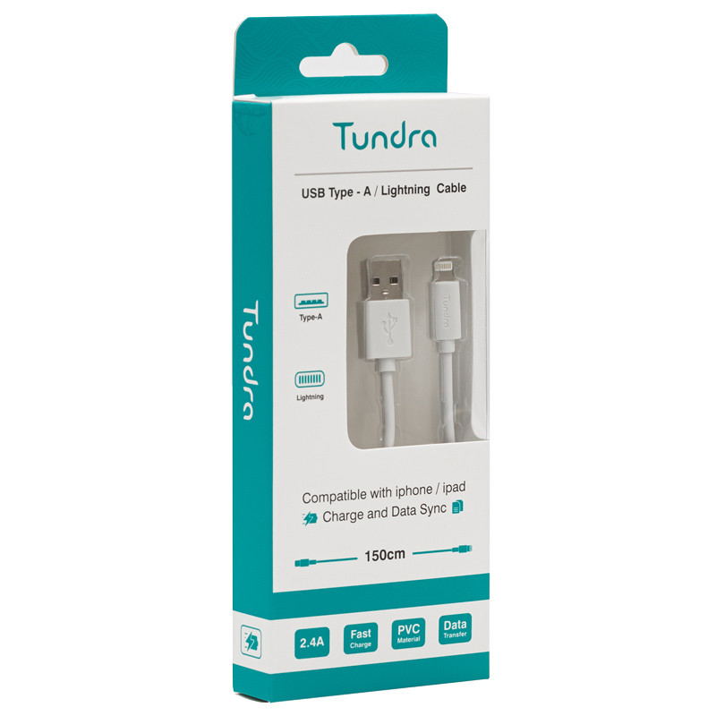 کابل آیفونی فست شارژ Tundra T10A-L150 2.4A 1.5m