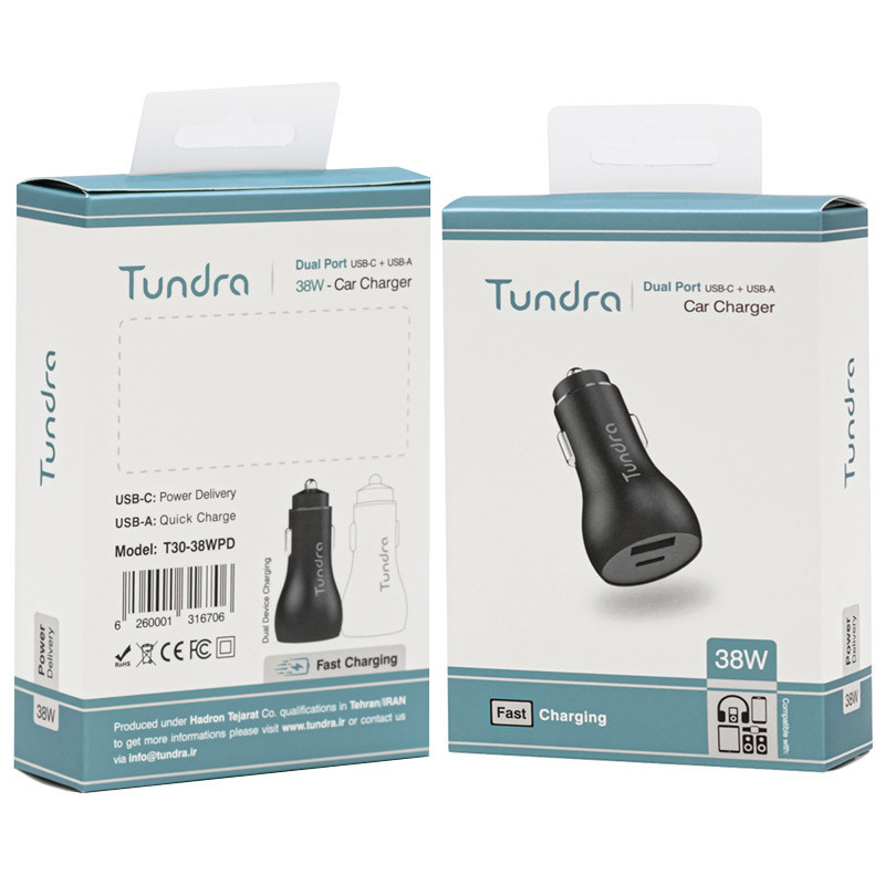 شارژر فندکی فست شارژ Tundra T30-38WPD QC PD 38W