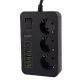 چند راهی 3 خانه برق ارلدام ES-SC14 با کابل 2 متری + شارژر USB و Type-C