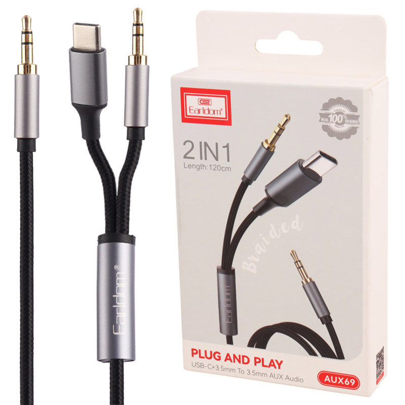 کابل تبدیل Earldom AUX69 AUX To TYPE-C / AUX 1.2m