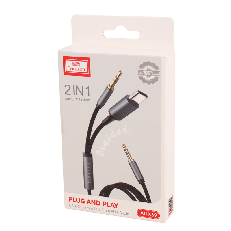 کابل تبدیل Earldom AUX69 AUX To TYPE-C / AUX 1.2m