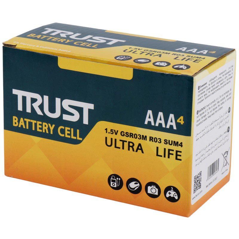 باتری چهارتایی نیم قلمی Trust Ultra Life 1.5V AAA