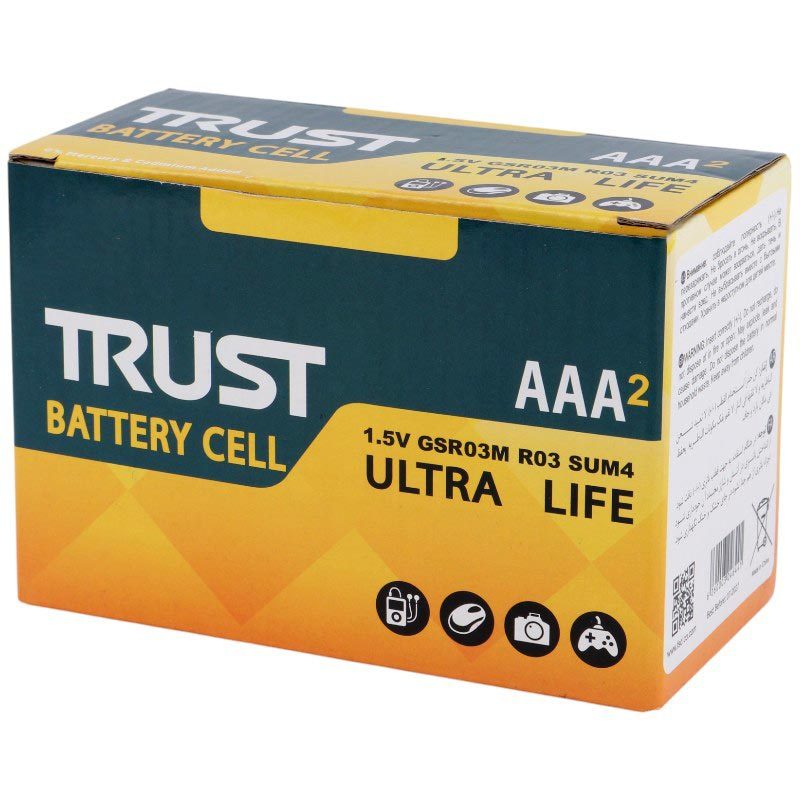 باتری دوتایی نیم قلمی Trust Ultra Life 1.5V AAA