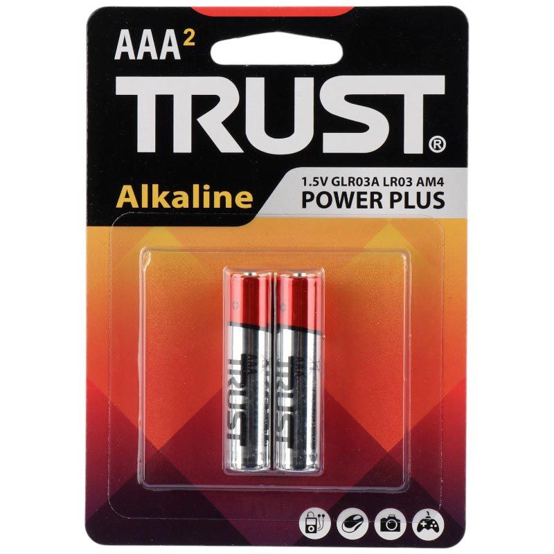 باتری دوتایی نیم قلمی Trust Alkaline Power Plus 1.5V AAA