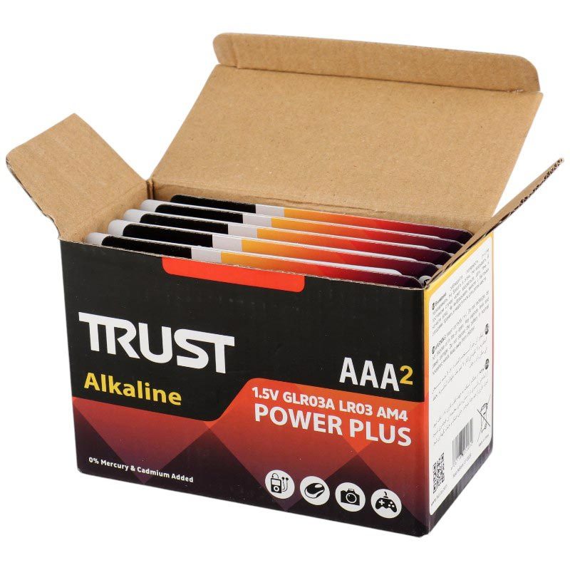 باتری دوتایی نیم قلمی Trust Alkaline Power Plus 1.5V AAA