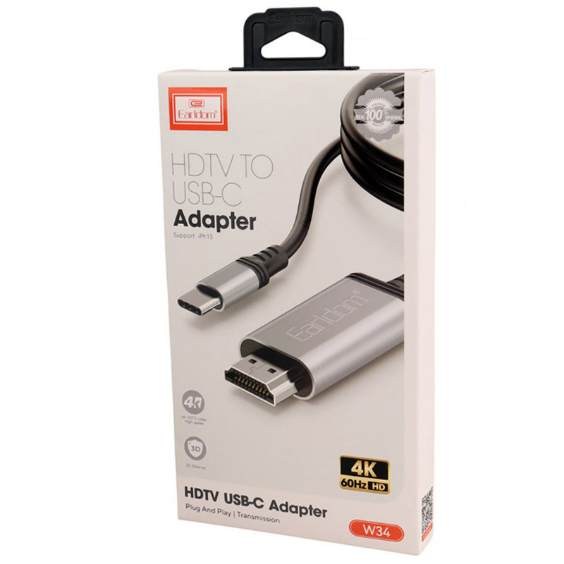 کابل تبدیل Type-C به HDMI ارلدام ET-W34 طول 2 متر