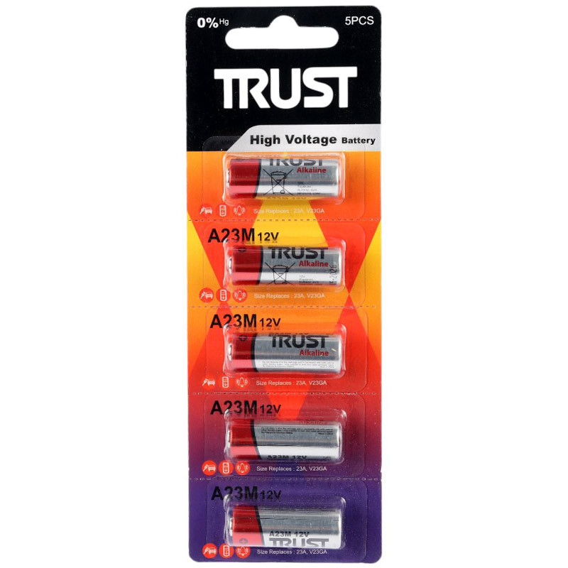 باتری ریموت کنترل Trust Alkaline 12V A23 بسته 5 عددی