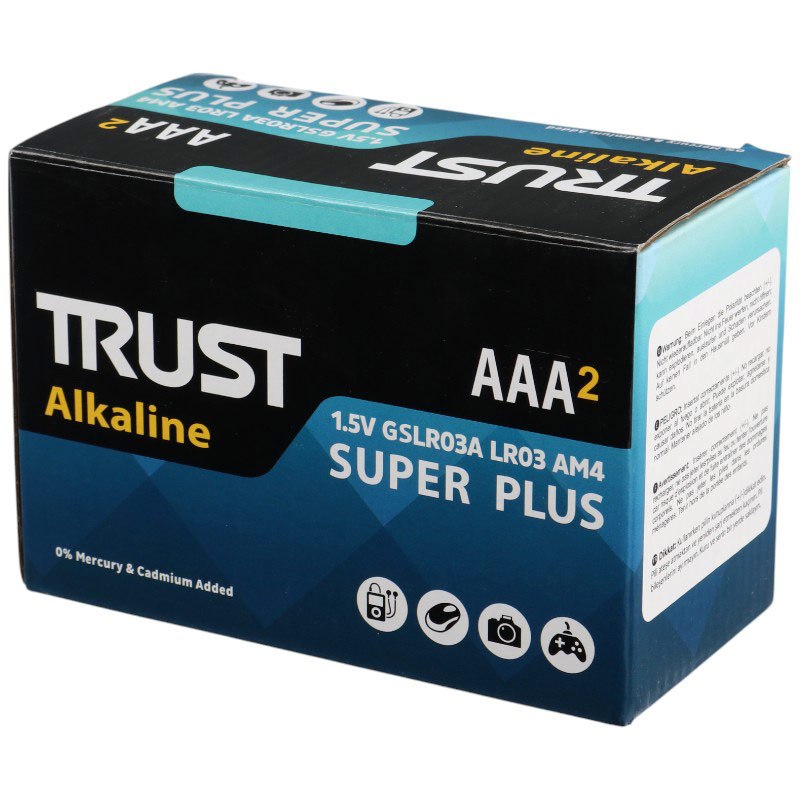 باتری دوتایی نیم قلمی Trust Alkaline Super Plus 1.5V AAA