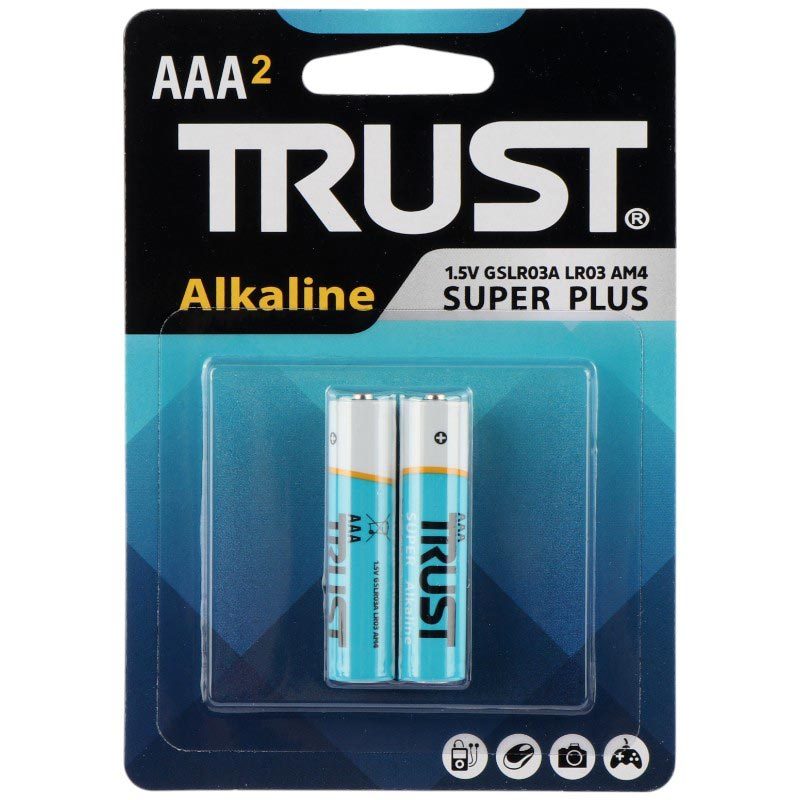 باتری دوتایی نیم قلمی Trust Alkaline Super Plus 1.5V AAA