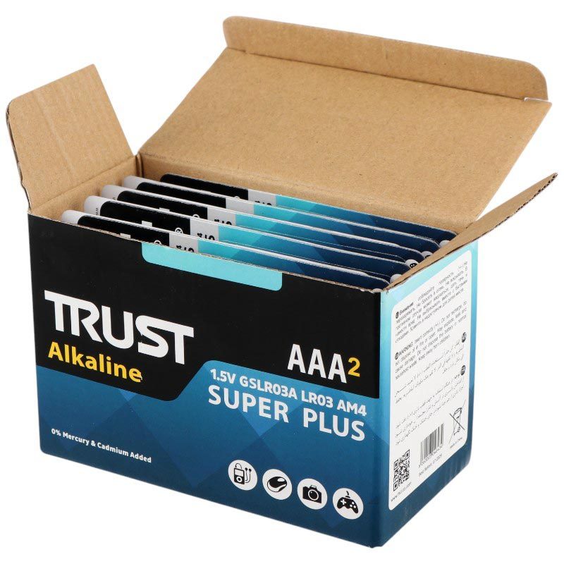 باتری دوتایی نیم قلمی Trust Alkaline Super Plus 1.5V AAA