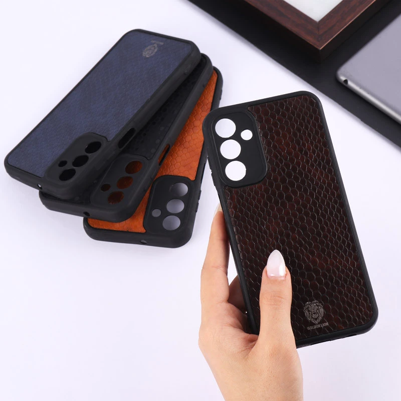 قاب چرمی پوست ماری Golden Lion سامسونگ Galaxy A15 محافظ لنزدار