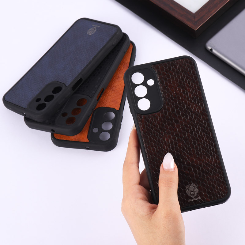 قاب چرمی پوست ماری Golden Lion سامسونگ Galaxy A15 محافظ لنزدار