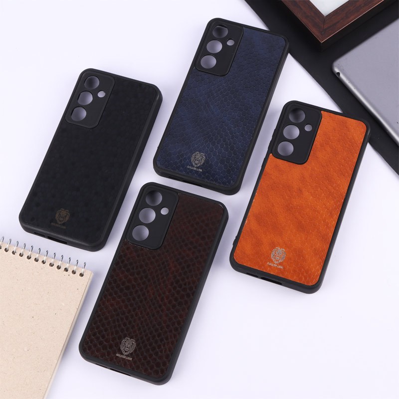 قاب چرمی پوست ماری Golden Lion سامسونگ Galaxy A55 محافظ لنزدار