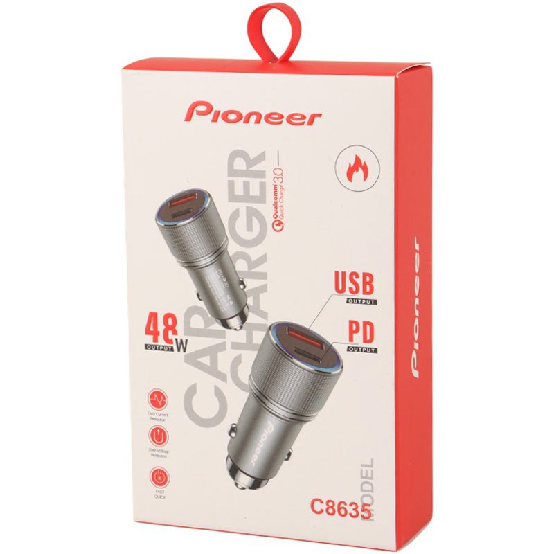 شارژر فندکی فست شارژ Pioneer C8635 QC3.0 PD 18W