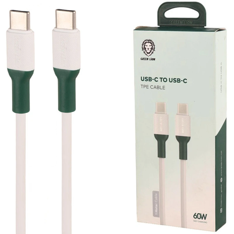 کابل تبدیل فست شارژ Green Lion GNCPCTYC1MWH Type-C To Type-C 3A PD 60W 1m