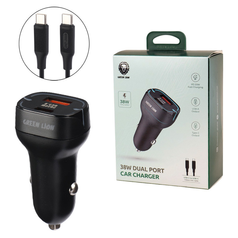 شارژر فندکی فست شارژ Green Lion GL-C10 3A QC3.0 PD 20W + کابل تایپ سی