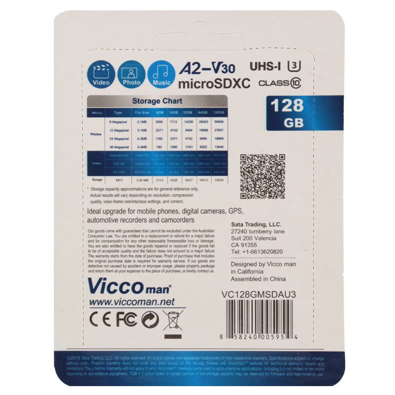 رم میکرو 128 گیگ ویکومن Vicco Man Final 633x A2 V30 U3 C10 100MB/s + رم ریدر