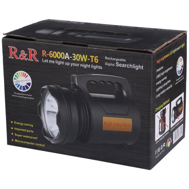 چراغ قوه شارژی R&R R-6000A-30W-T6