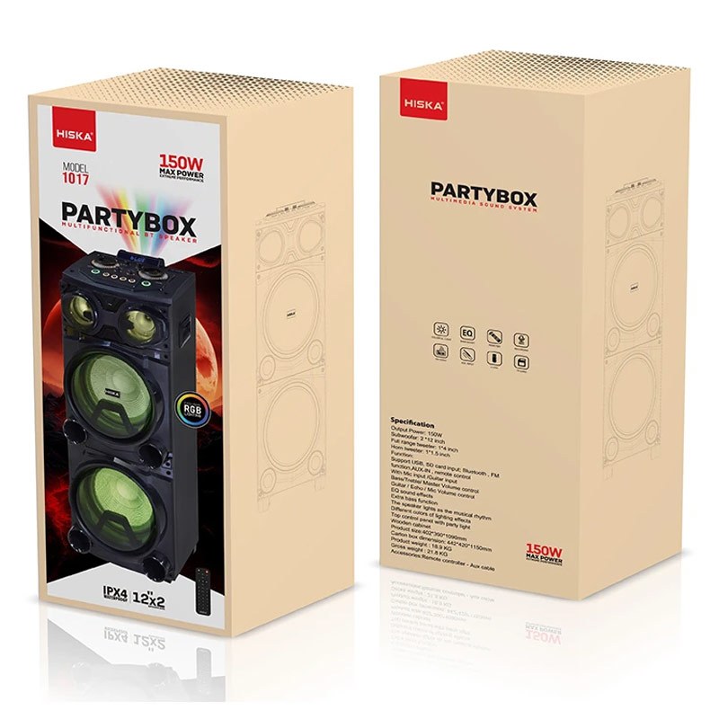 اسپیکر چمدانی بلوتوثی هیسکا Party Box 1017 + میکروفون و ریموت کنترل
