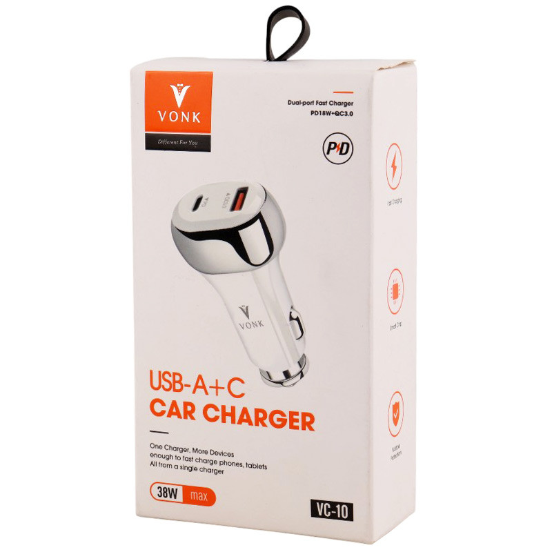 شارژر فندکی فست شارژ Vonk VC-10 3A QC3.0 PD 20W