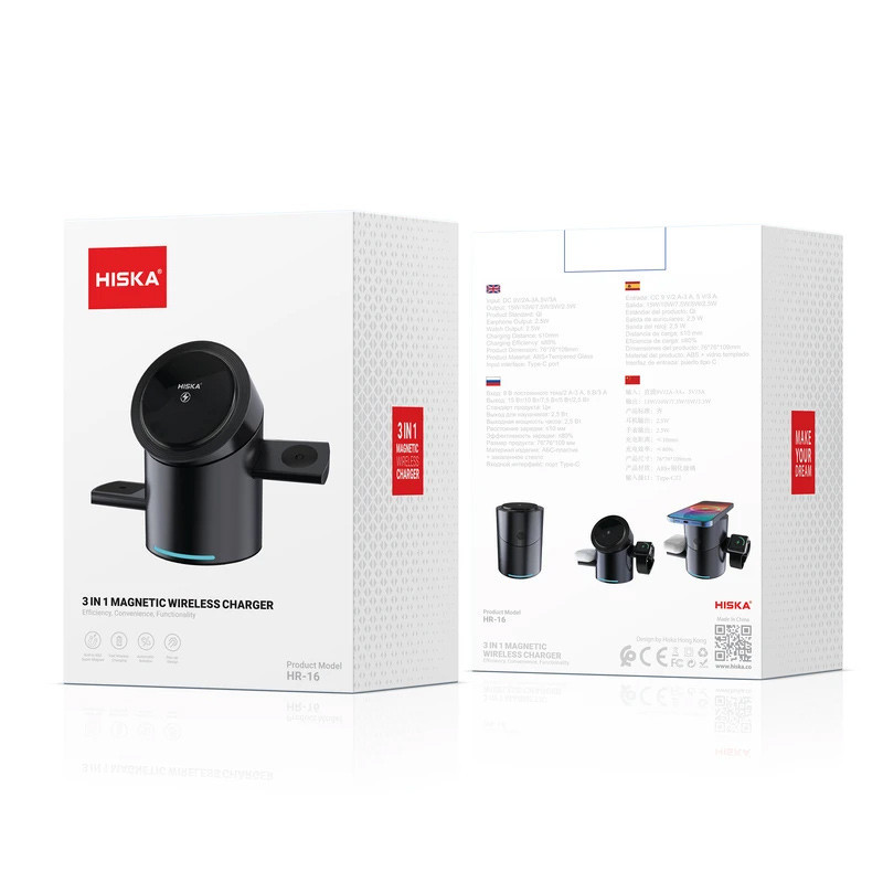 شارژر بی سیم فست شارژ و استند رومیزی Hiska HR-16 15W