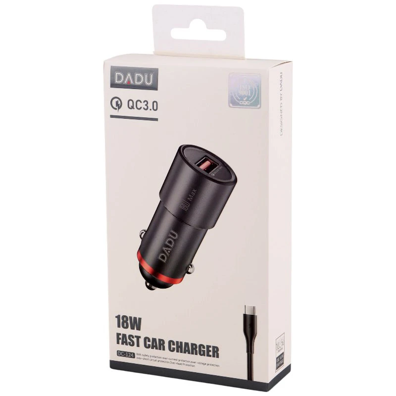 شارژر فندکی فست شارژ DADU DC-124 3A QC3.0 PD 18W + کابل تایپ سی