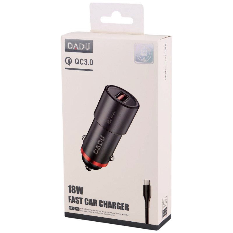 شارژر فندکی فست شارژ DADU DC-124 3A QC3.0 PD 18W + کابل تایپ سی