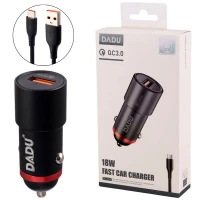 شارژر فندکی فست شارژ DADU DC-124 3A QC3.0 PD 18W + کابل تایپ سی