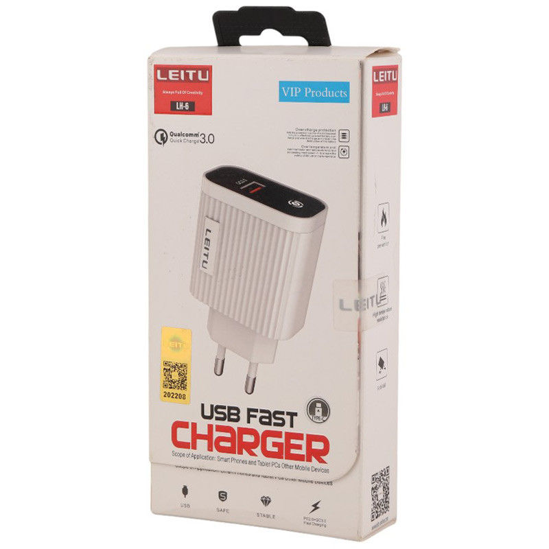 شارژر دیواری 18 وات لیتو LH-6 QC3.0 PD 3.5A + کابل تایپ سی