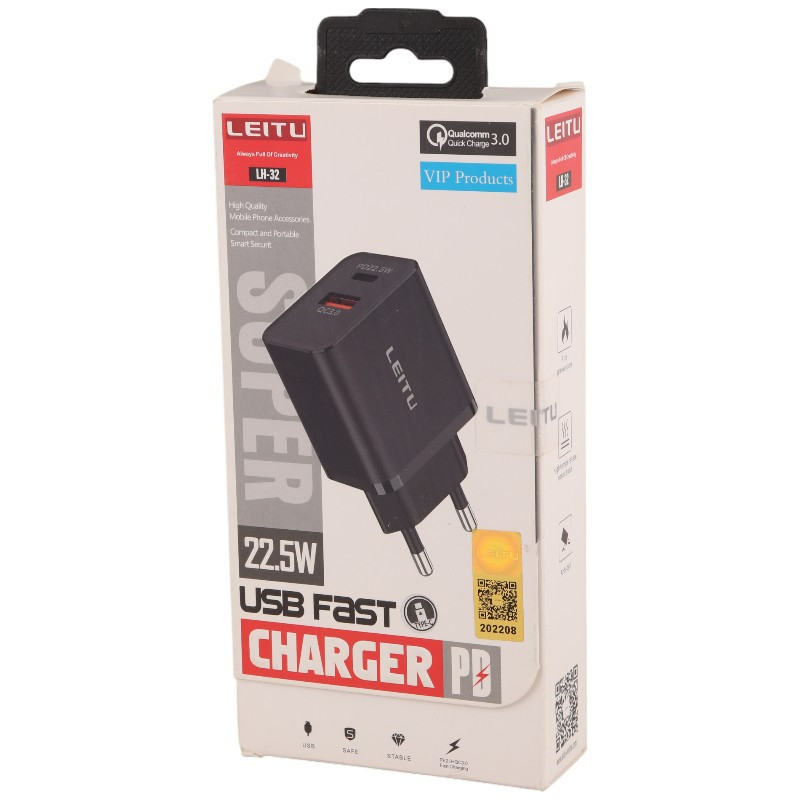 شارژر دیواری 22.5 وات لیتو LH-32 QC3.0 PD 3A