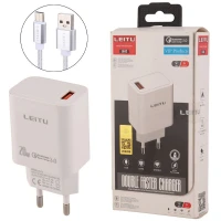 شارژر دیواری 12 وات لیتو LH-12 QC3.0 PD 2.4A + کابل تایپ سی