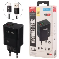 شارژر دیواری 12 وات لیتو LH-11 2.4A + کابل میکرو