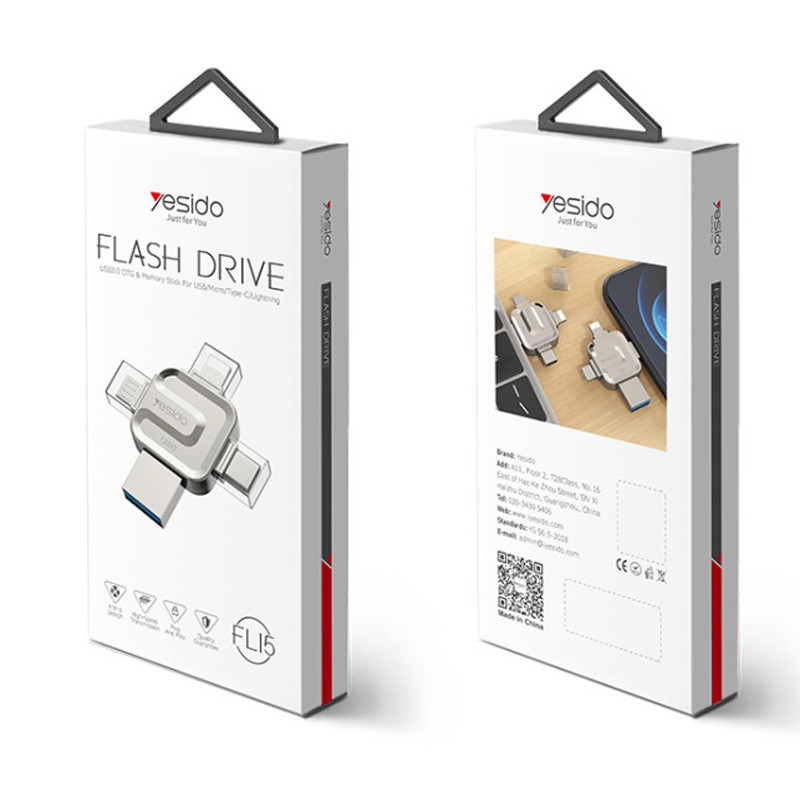 فلش 128 گیگ یسیدو Yesido FL15 OTG Type-C / Micro USB / Lightning USB3.0