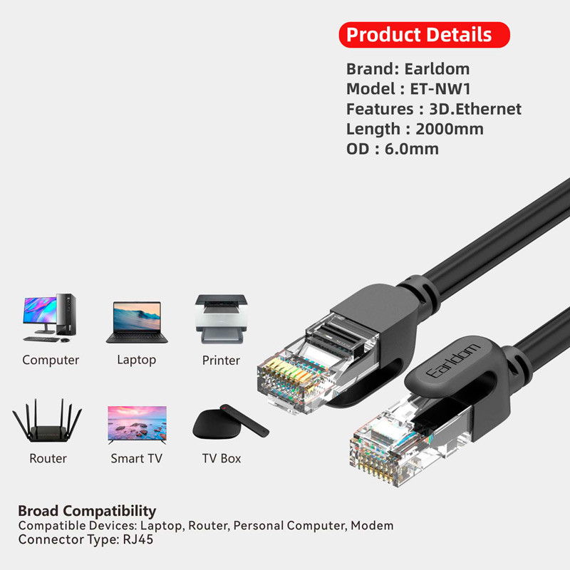 کابل شبکه Earldom ET-NW1 CAT6 5m