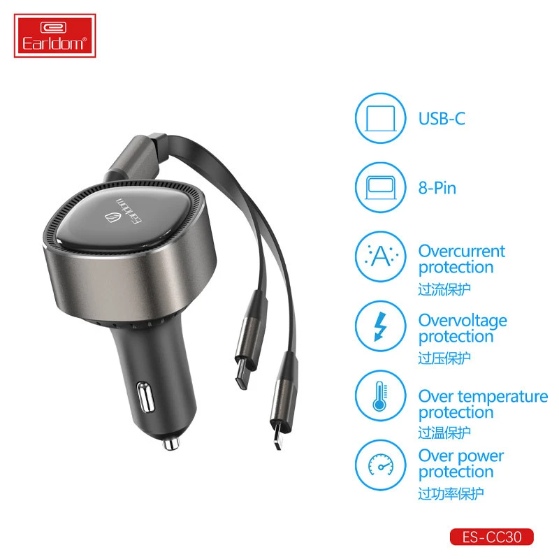 شارژر فندکی فست شارژ Earldom ES-CC30 3A 30W