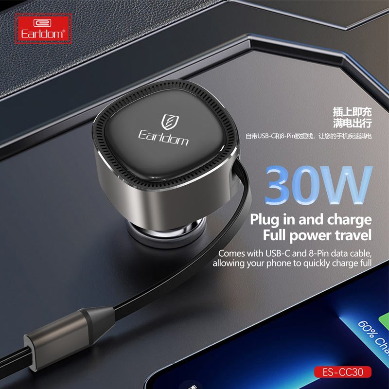 شارژر فندکی فست شارژ Earldom ES-CC30 3A 30W