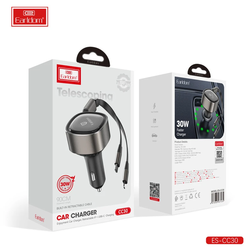 شارژر فندکی فست شارژ Earldom ES-CC30 3A 30W
