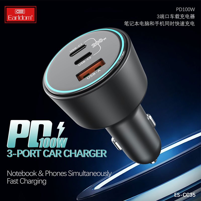 شارژر فندکی فست شارژ Earldom ES-CC35 PD 3A 200W