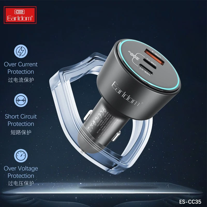شارژر فندکی فست شارژ Earldom ES-CC35 PD 3A 200W