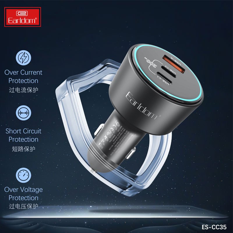 شارژر فندکی فست شارژ Earldom ES-CC35 PD 3A 200W