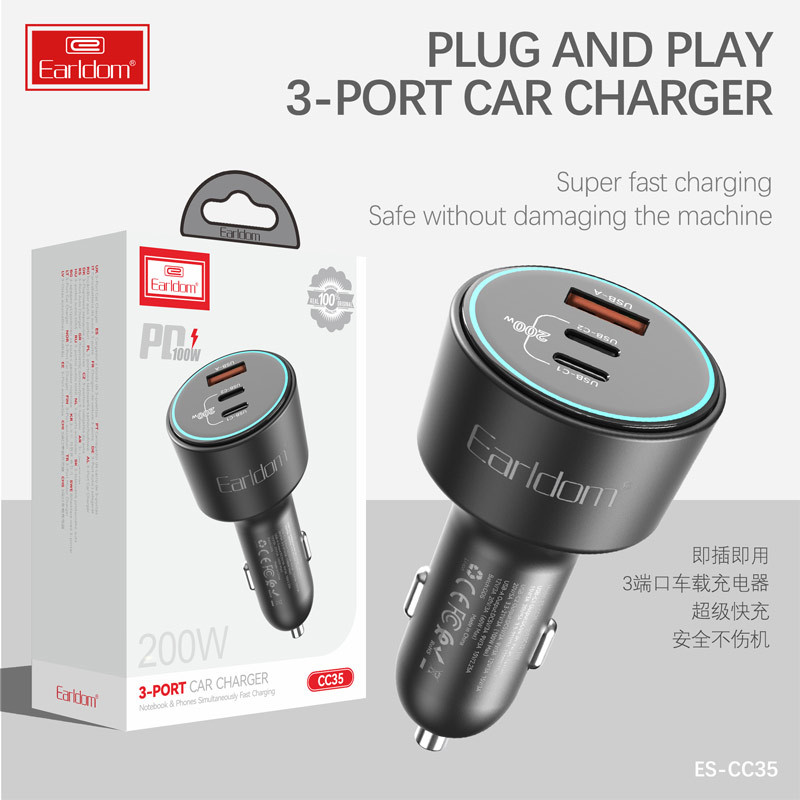 شارژر فندکی فست شارژ Earldom ES-CC35 PD 3A 200W