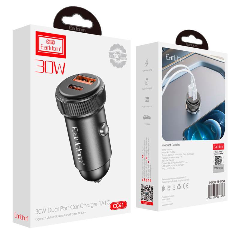 شارژر فندکی فست شارژ Earldom ES-CC41 3A QC 30W